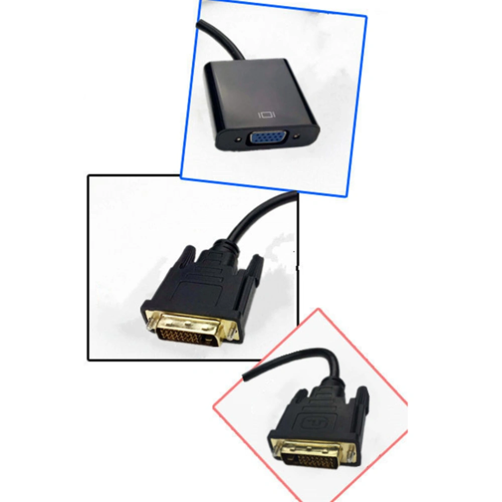 1080P DVI Male to VGA Female Video Converter Adapter DVI 24+1 25 Pin DVI-D to VGA Adapter Cable for TV Computer Laptop (Black)