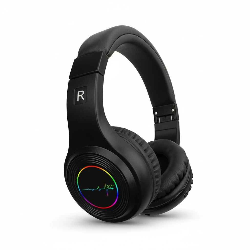 VJ011 Folding LED Wireless Headset 5.0 HeadsetMusic Stereo Headphones Black