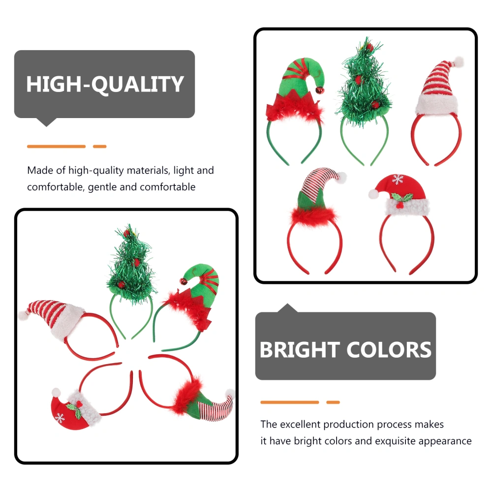 5Pcs Adorable Xmas Hat Hairbands Unique Xmas Party Hair Hoops Festival Props