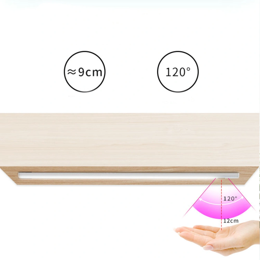 1PC LED Wall Lamp Intelligent Sensor Strip Light Cupboard Bed Strip Lamp Stair Induction Wall Lamp USB Hand Sweep Sensor Light Bar for Home Use (White Size 40CM)