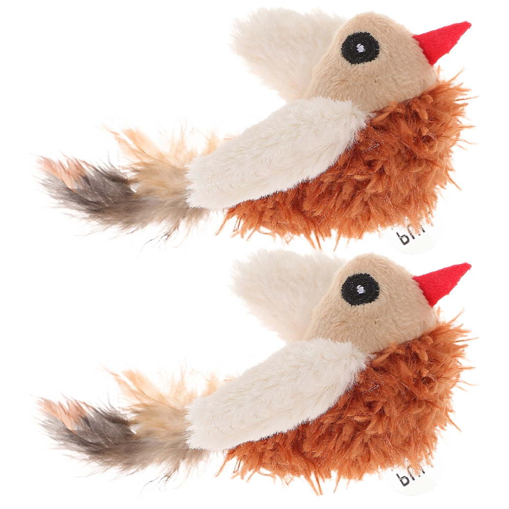 2Pcs Interactive Cat Toy Bird Shaped Toy Cat Plush Toy Decorative Kitten Toy Cat Plaything