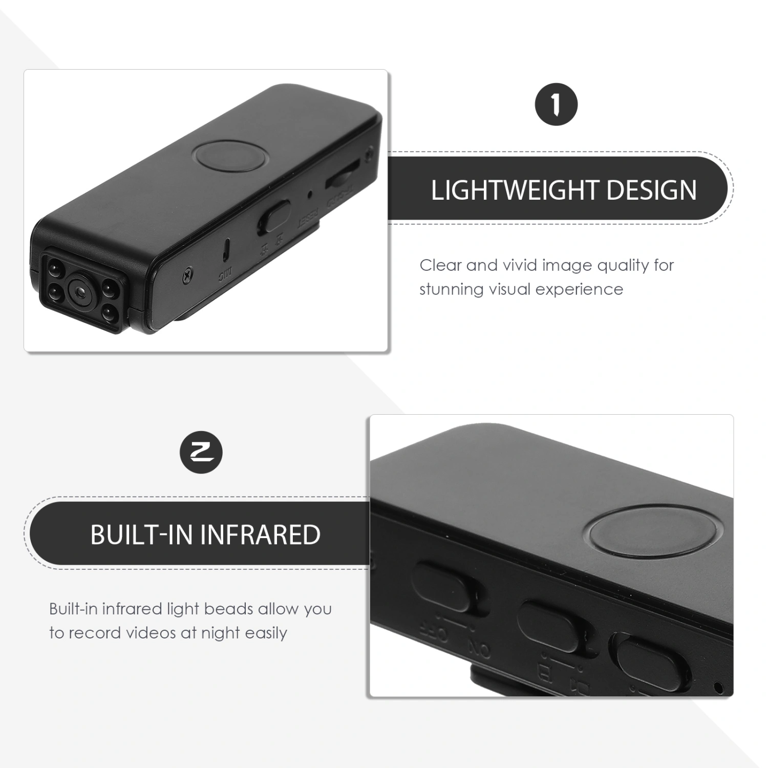 Video Recorder Camera Night Vision Body Camera With Audio Lens Rotation Camera