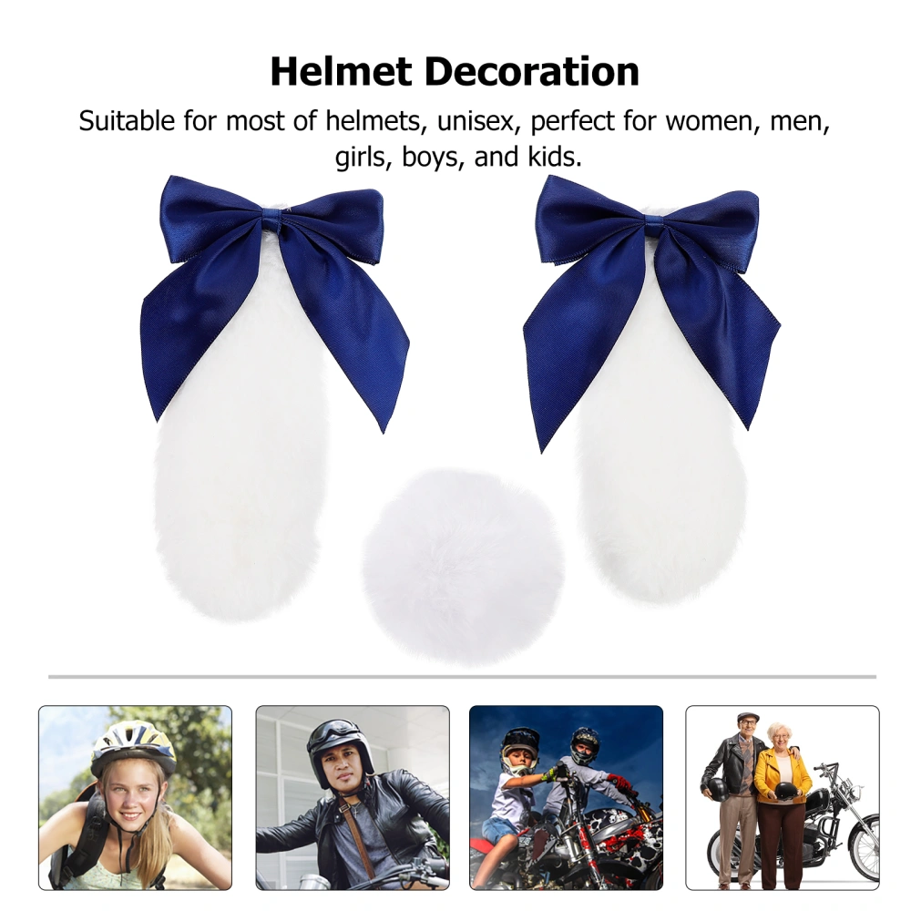 1 Pair Motorbike Helmet Rabbit Ears Plush Bunny Ears Helmet Decor Helmet Adorns