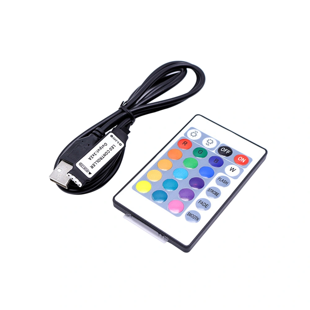 2PCS 24 Keys USB LED Controller TV Background Light With Controller Mini Infrared Wireless Remote Controller