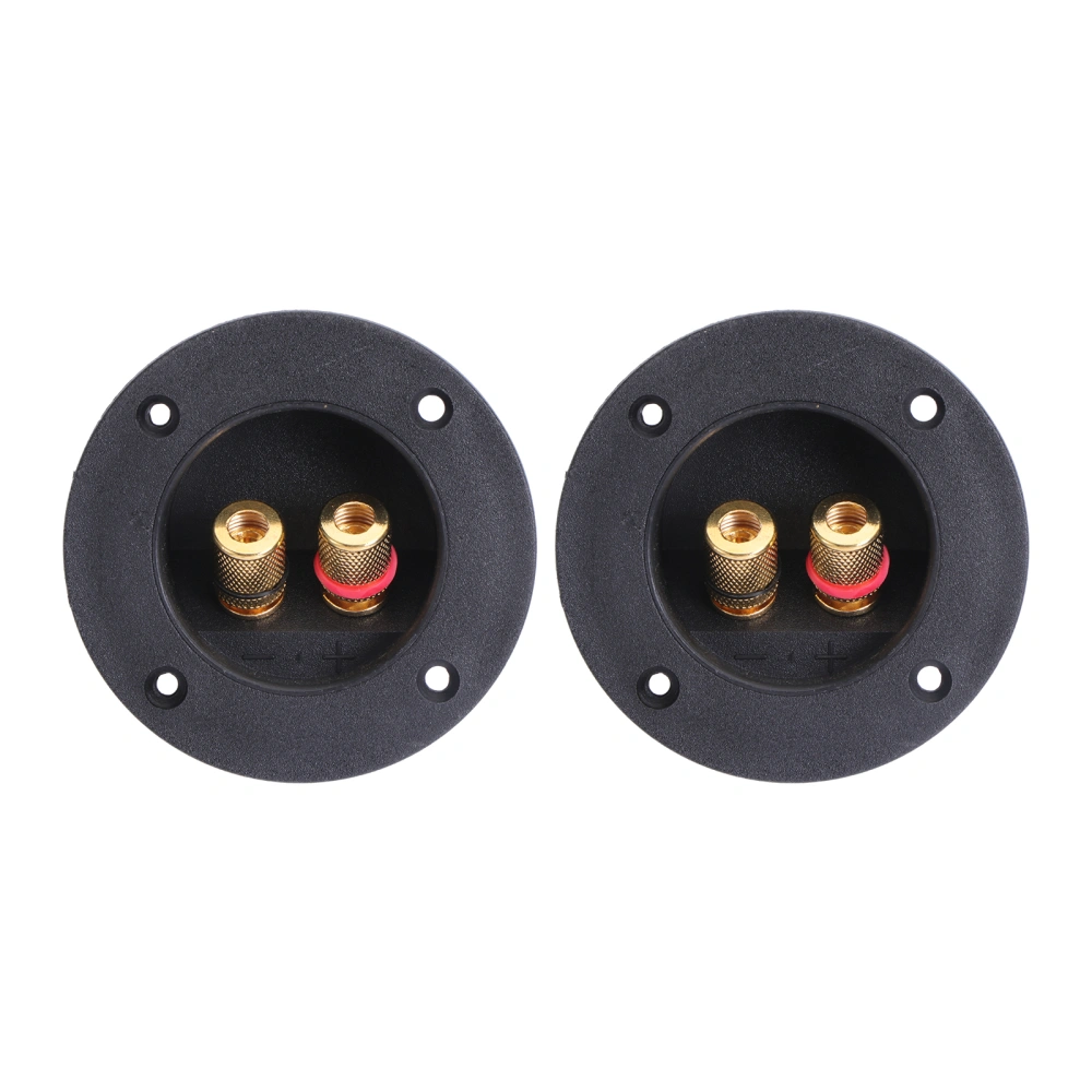 2pcs DIY Home Car Stereo 2-Way Speaker Box Terminal Binding Post Round Spring Cup Connectors Subwoofer Plugs (Black)