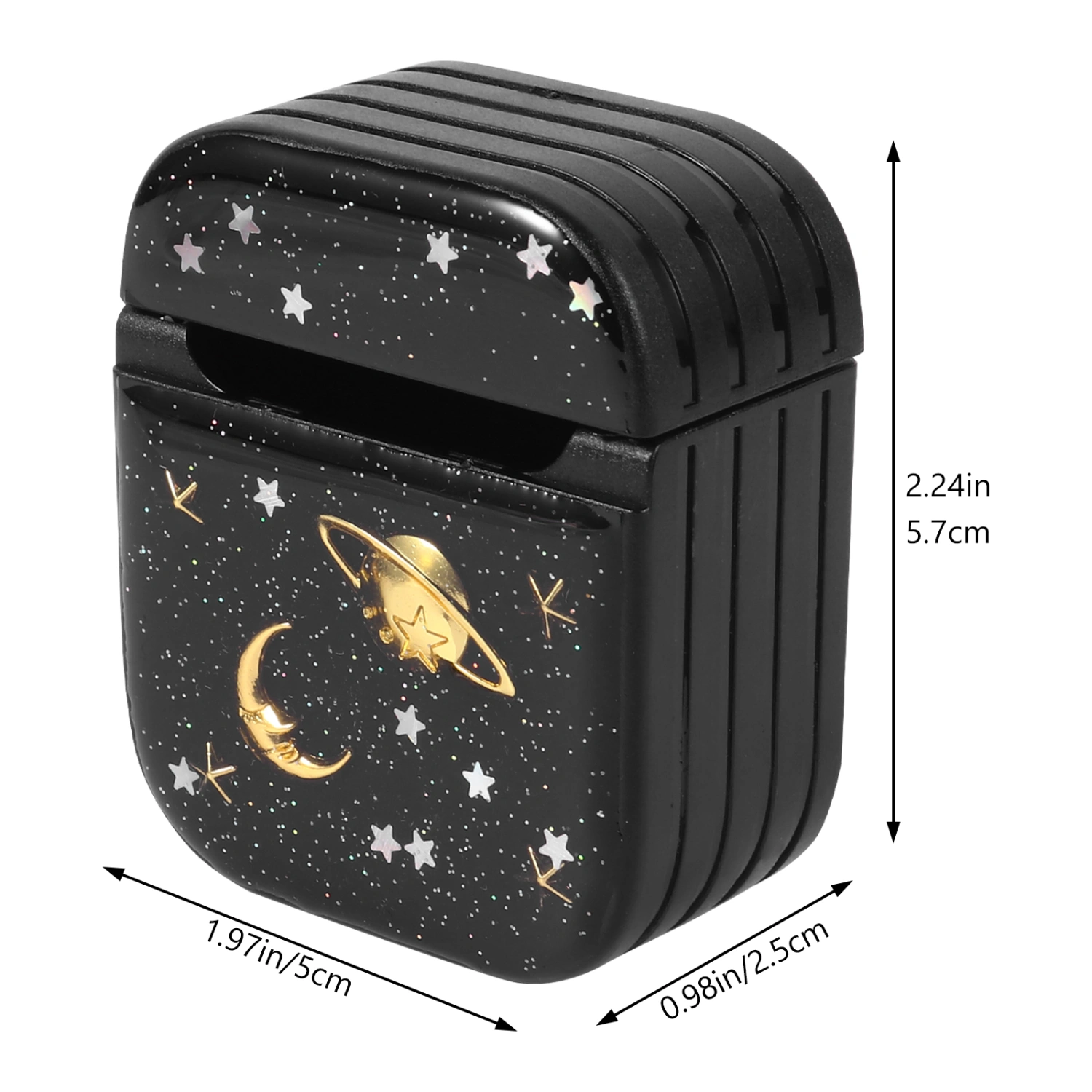 1pc Metal Moon Star Earphone Storage Box Cover Compatible with Apple Airpods
