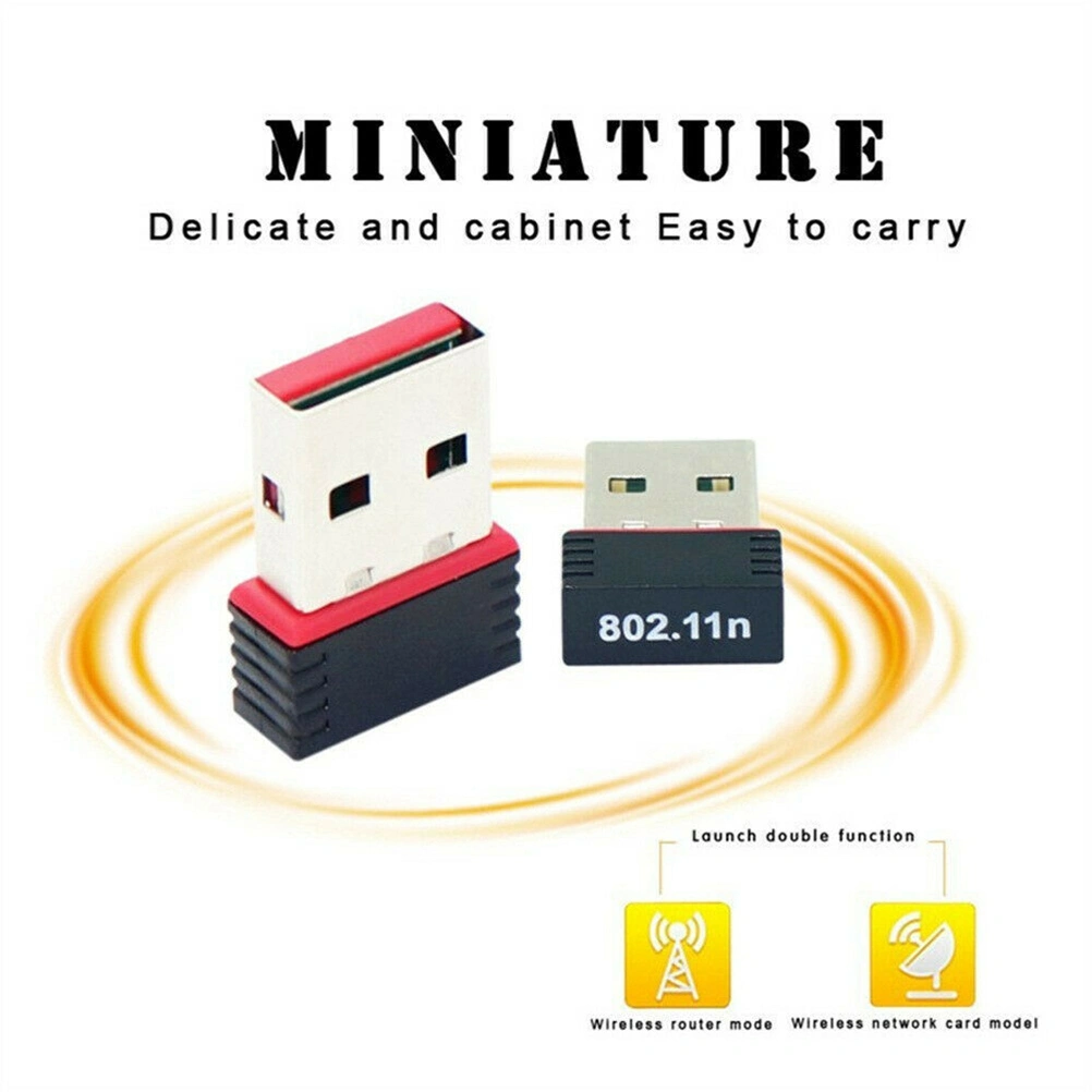 USB 2.0 Wireless 802.11n 150 Mbps Nano WiFi Network Adapter Dongle Receiver Network LAN Transmitter with CD Drivers (Black and Red)