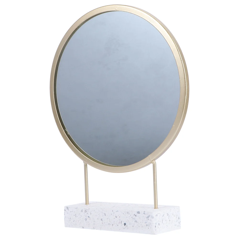 Countertop Cosmetic Mirror Multifunction Desktop Makeup Mirror Vanity Mirror for Bedrooon Home (Golden)