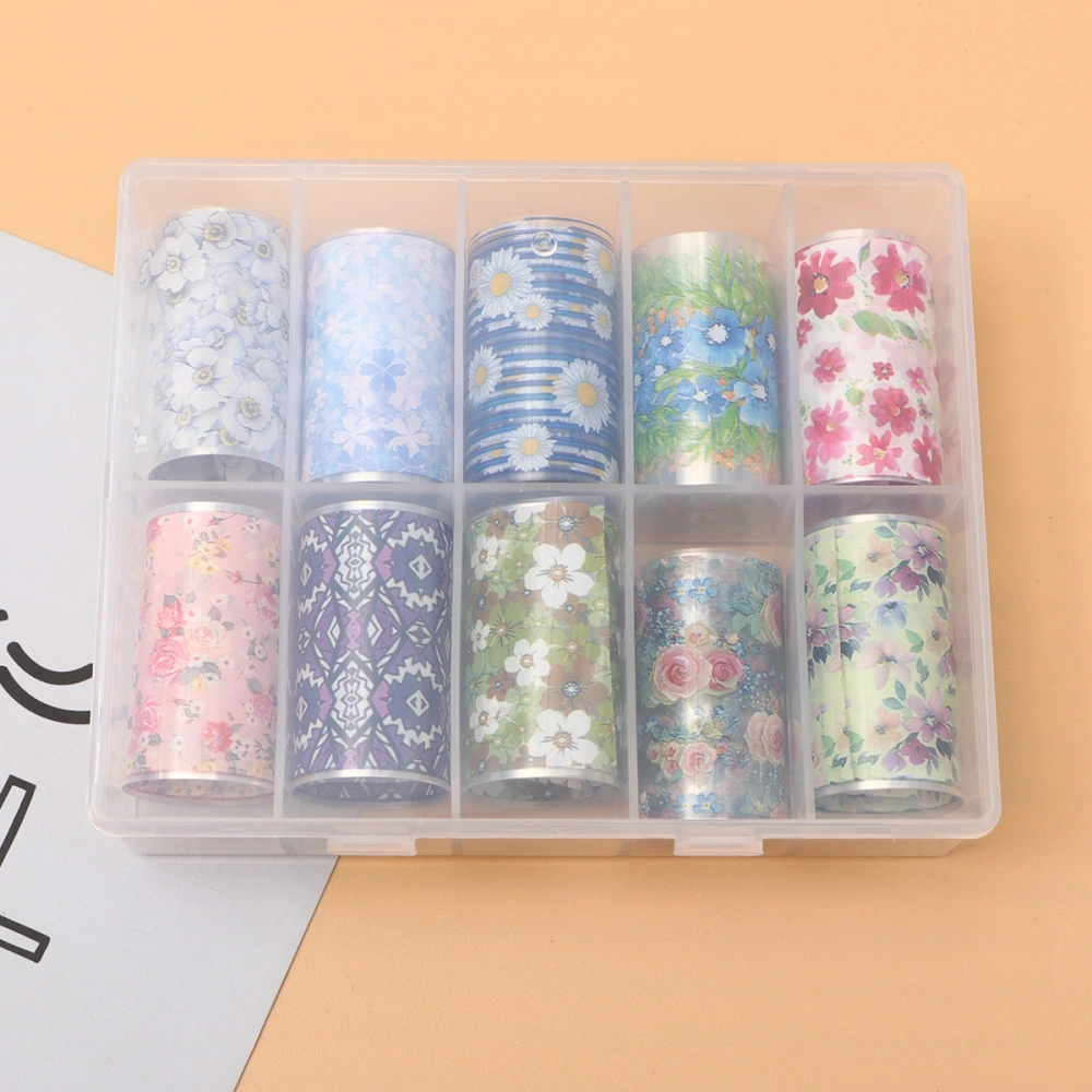 10 Rolls of Delicate Nail Decals Manicure Transfer Sticker Fingernails Flowers Pattern Stickers for Lady (Mixed Style 2)