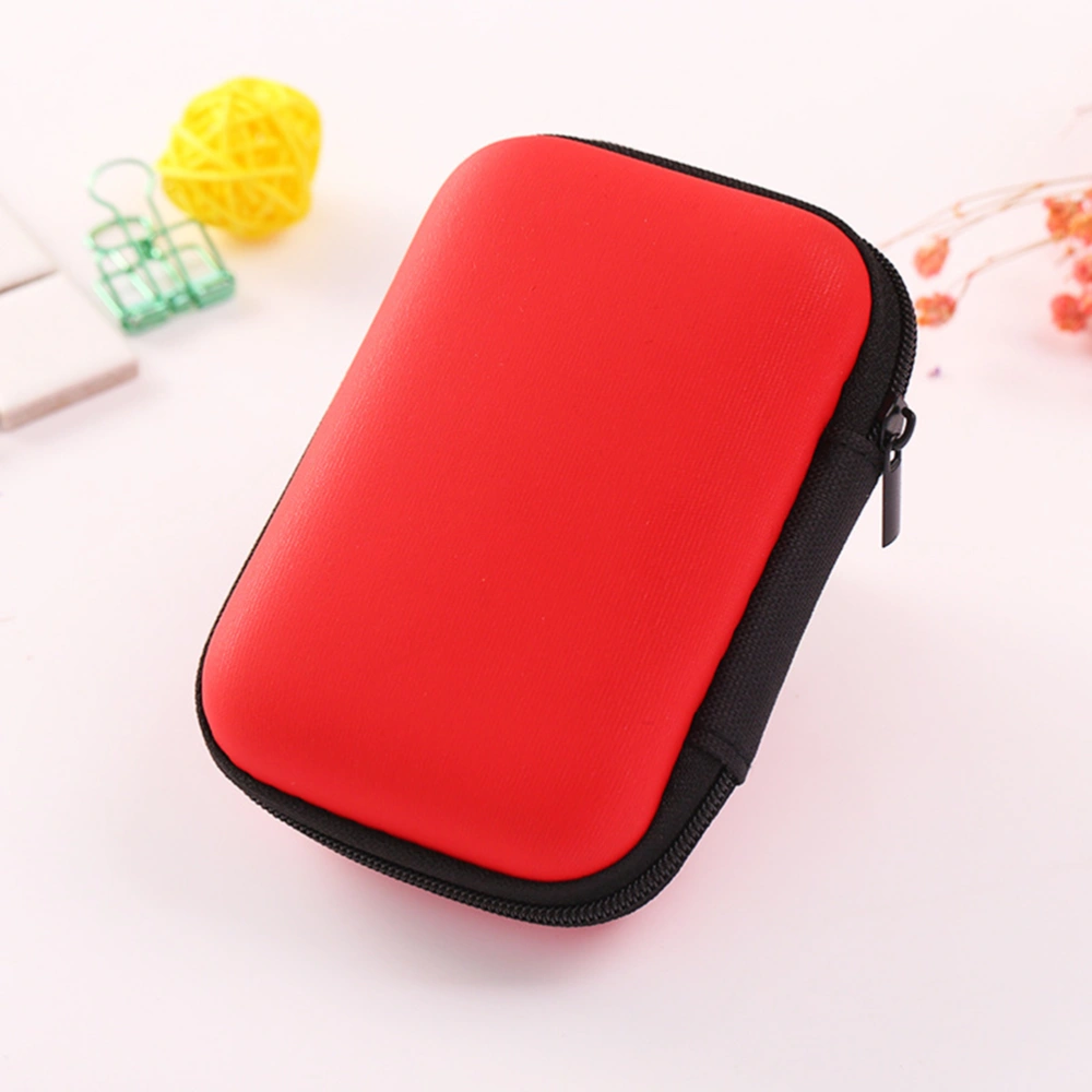 Multi-use Earphone Bag USB Cable Storage Bag Travel Pouch Organizer with Mesh EVA Case (Red)