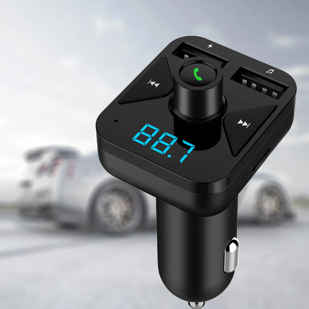 WirelessCar MP3 Player FM Transmitter Radio with 2 USB Port Charger & Hands-free Calling Support TF USB Flash Drive