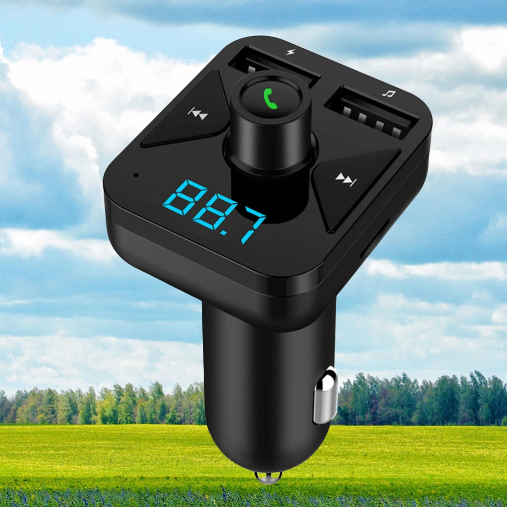 WirelessCar MP3 Player FM Transmitter Radio with 2 USB Port Charger & Hands-free Calling Support TF USB Flash Drive