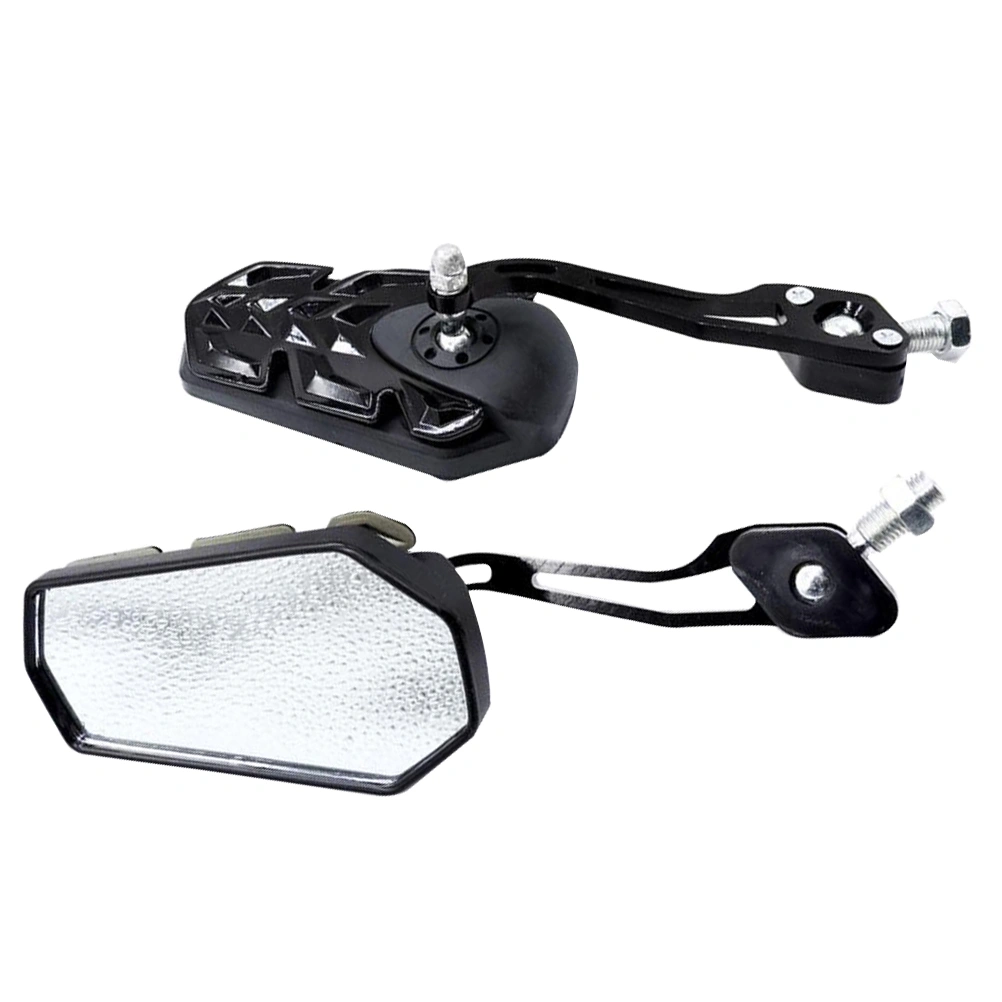 1 Pair Motorcycle Handlebar Rearview Mirror Aluminum Alloy Reversing Mirror Reflector Modified Accessories (Black)