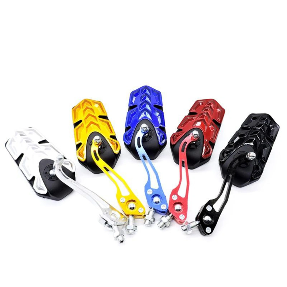 1 Pair Motorcycle Handlebar Rearview Mirror Aluminum Alloy Reversing Mirror Reflector Modified Accessories (Black)