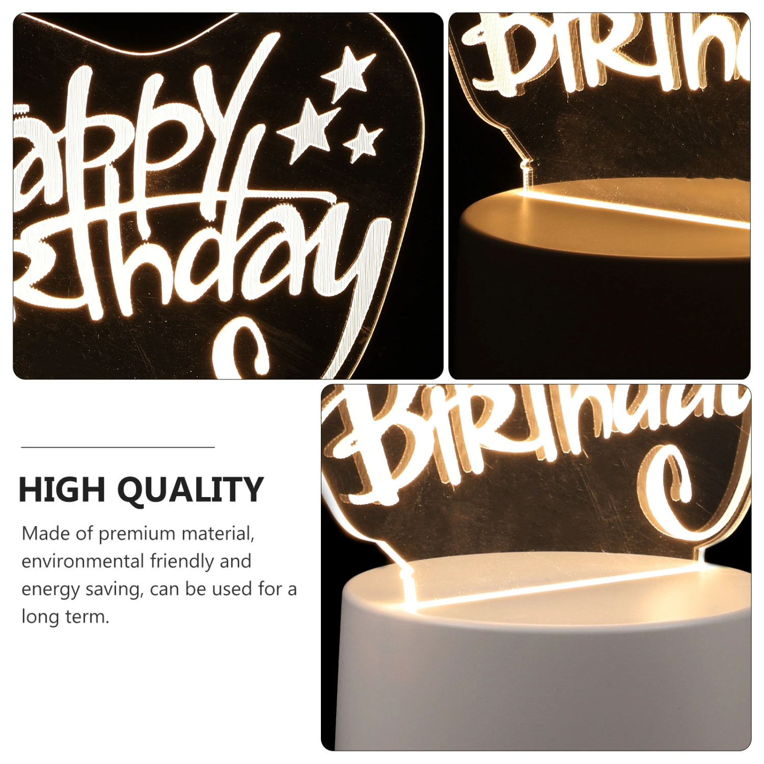 1Pc Romantic 3D Night Light Xmas Decorative LED Lamp Birthday Gift Transparent