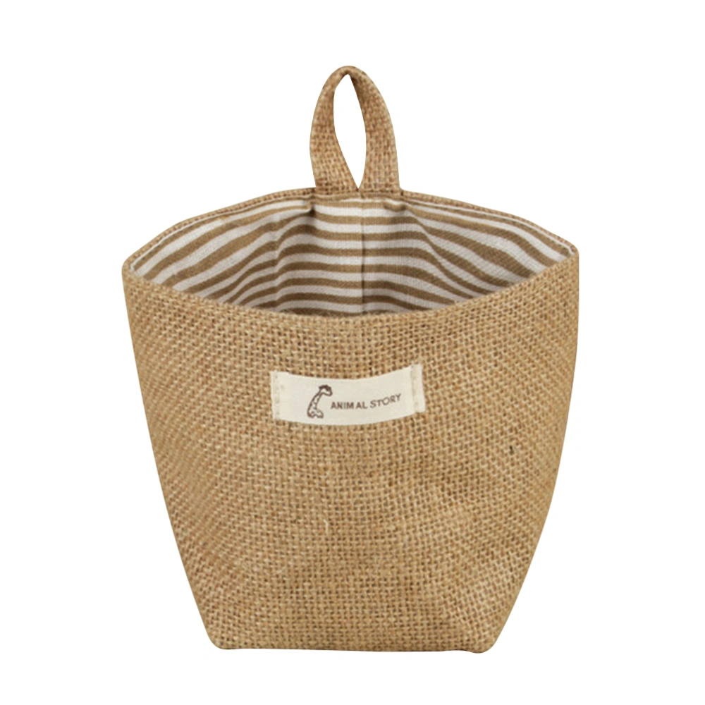 Cotton Fabric Flower Pot Small Sacks Hanging Little Striped Jute Storage Basket Hanging Storage Bag (Yellow Stripe)