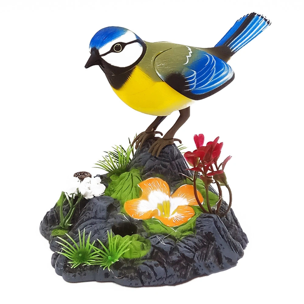 1Pc Imitation Bird Toy Electric Sounding Bird Voice Control Toy Cage Ornament Electric Artificial Bird Toy Singing Bird Home Garden Decor Without Battery (Yellow)