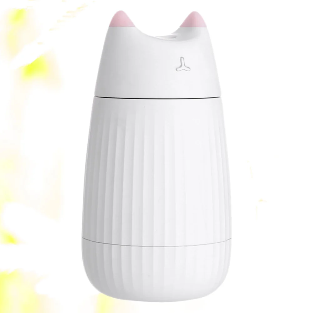 1Pc Cat Shape USB Humidifier Floating Night Light Mini Mist Maker Aroma Diffuser Air Purifier for Office Household Use(White)