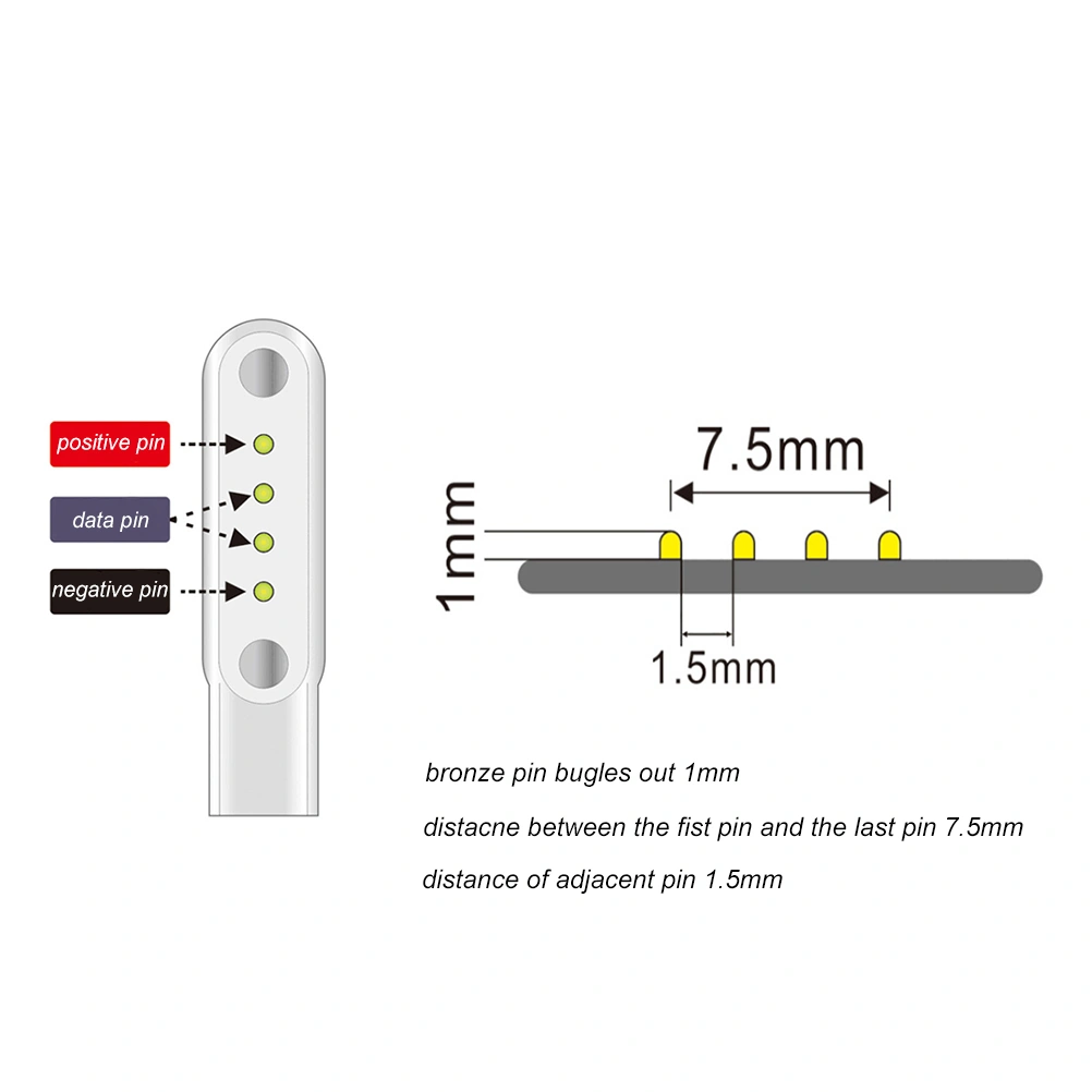 USB Smart Watch Charging Cable Magnetic Adsorption Cable for GT88/K88h/KW08(White)