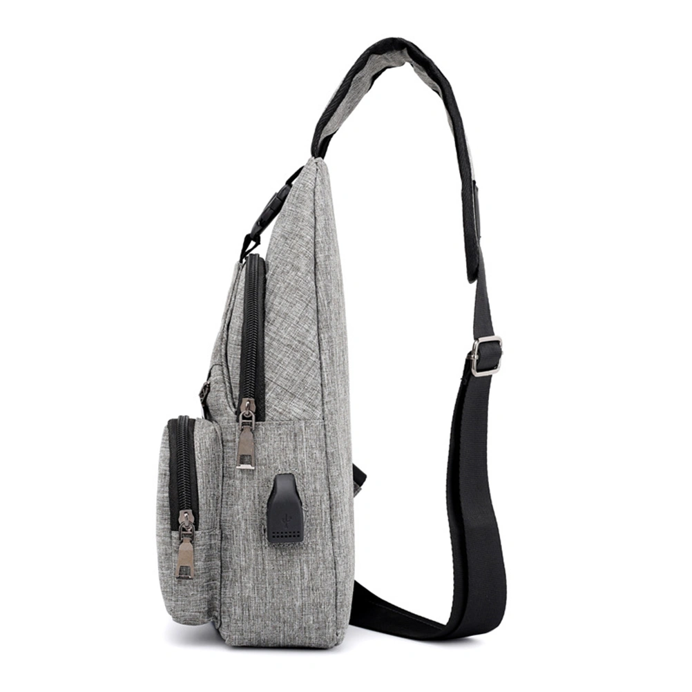 Sling Bag Men Chest Pack Crossbody Bags Causal Daypacks for Hiking Cycling and Travel Bags with USB Charging Port (Grey)