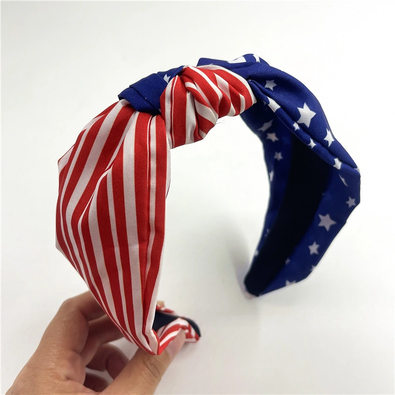 American Flag Knotted Headband Independence Day Twisted Headband Women Knot Headband