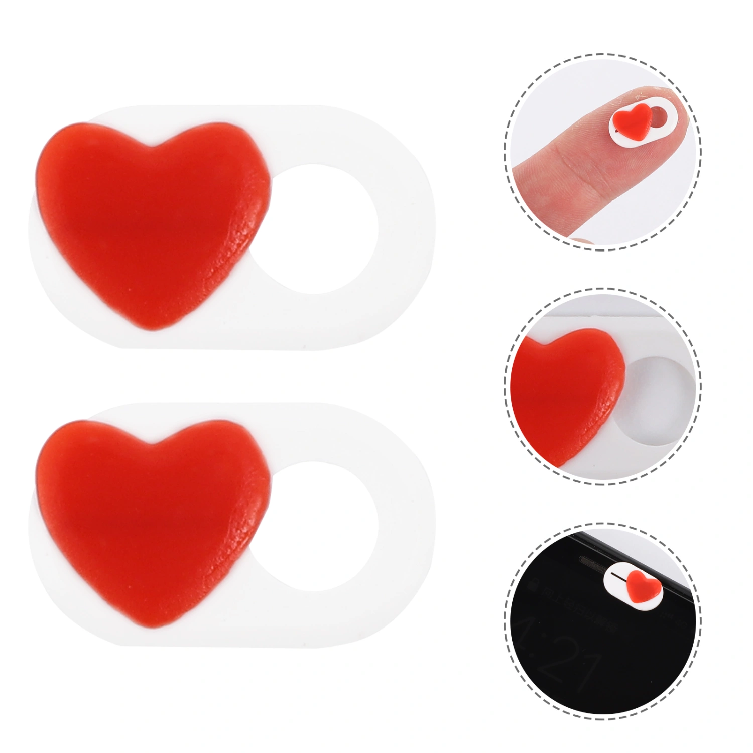 2 PCS Webcam Cover Slide Heart Computer Laptop Desktop Privacy Blocker Slider