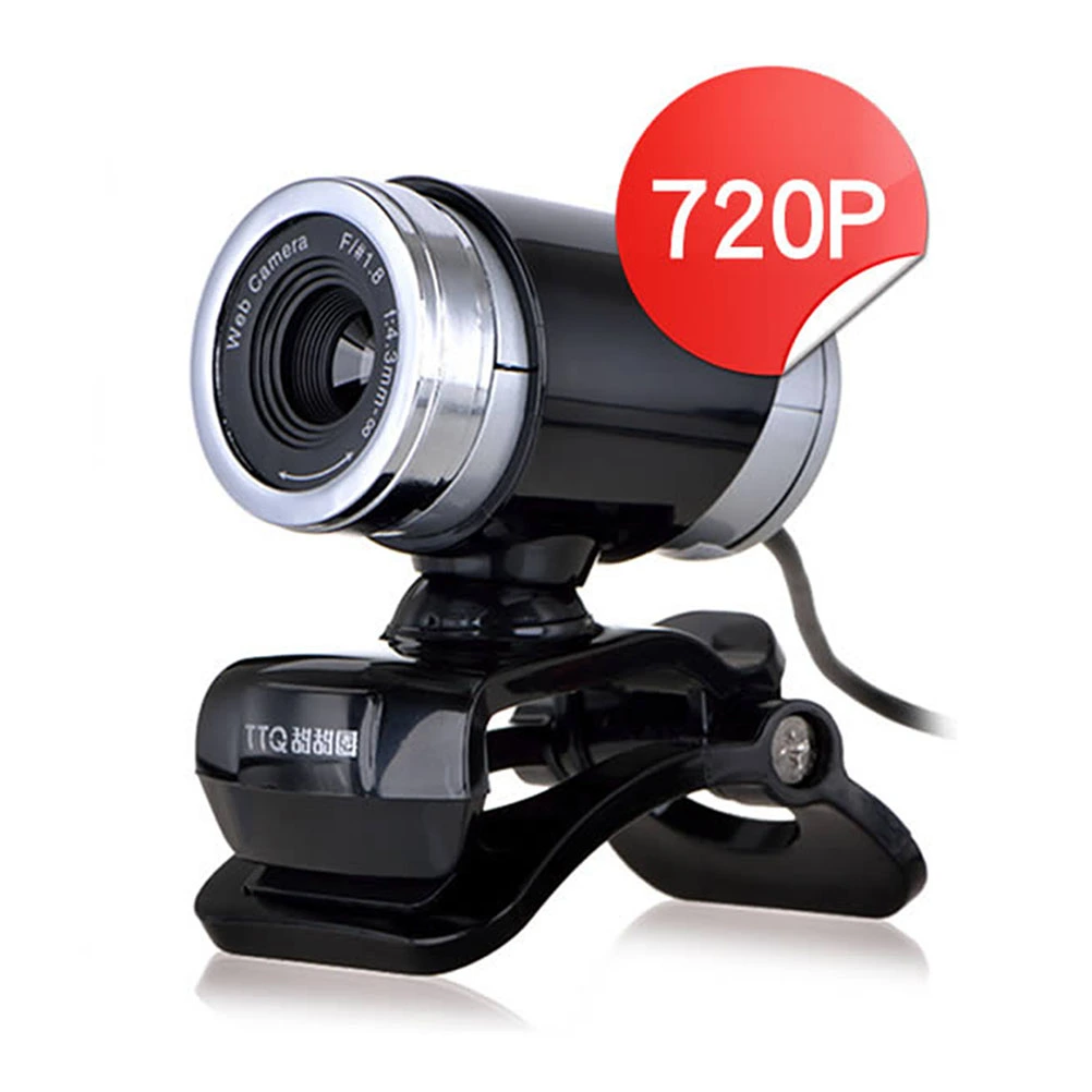 USB 720P Webcam Professional Teaching Live Broadcast Camera with Mic and Clip (Black)