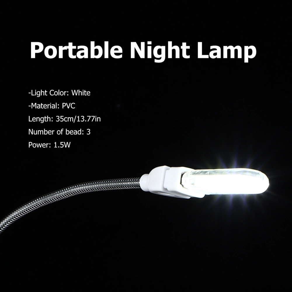 Night Light USB Powered Flexible Computer Lamp Gooseneck 3 LEDs Night Lamp