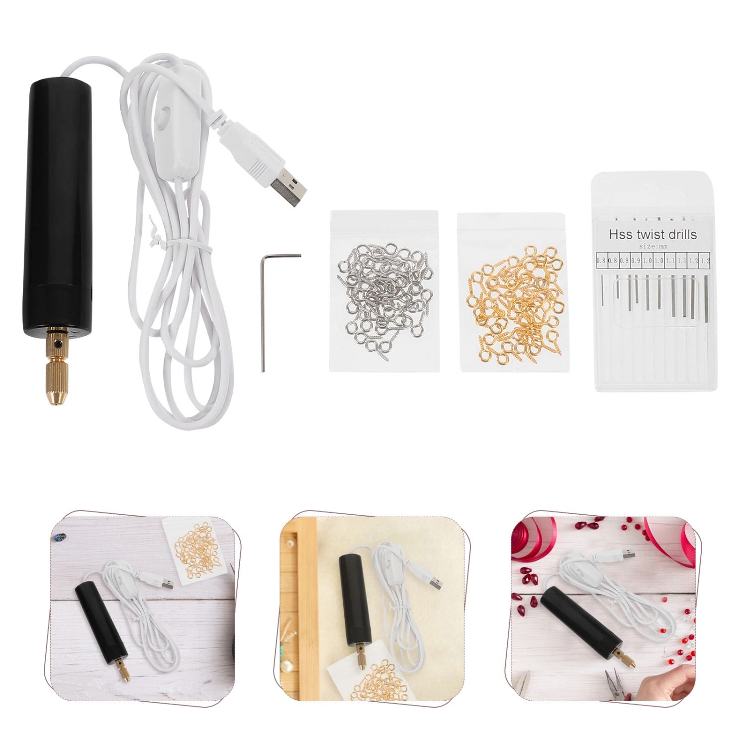 1 Set Electric Hand Drill USB Charging Power Hand Drill Mini Electric Drill