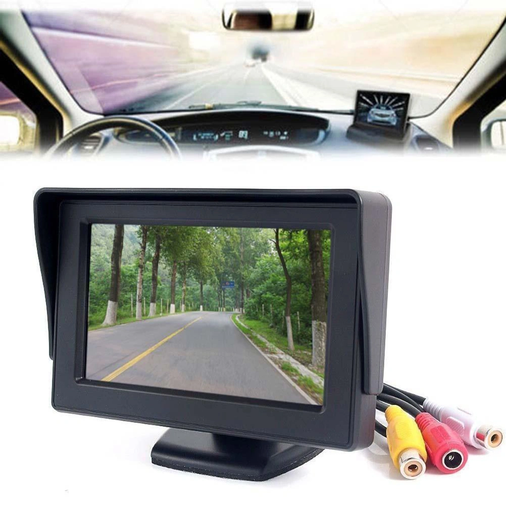 Car Rear View Backup Reverse Parking Display 4.3 Inch TFT LCD Screen Monitor DVD VCR Headrest Rearview Monitor (Black)