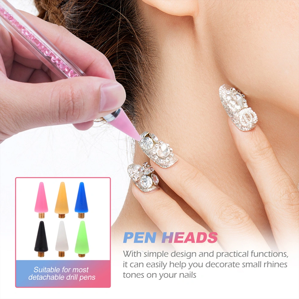 6Pcs Rhinestones Picker Heads Replaceable Wax Pen Heads Waterproof Wax Picker Heads