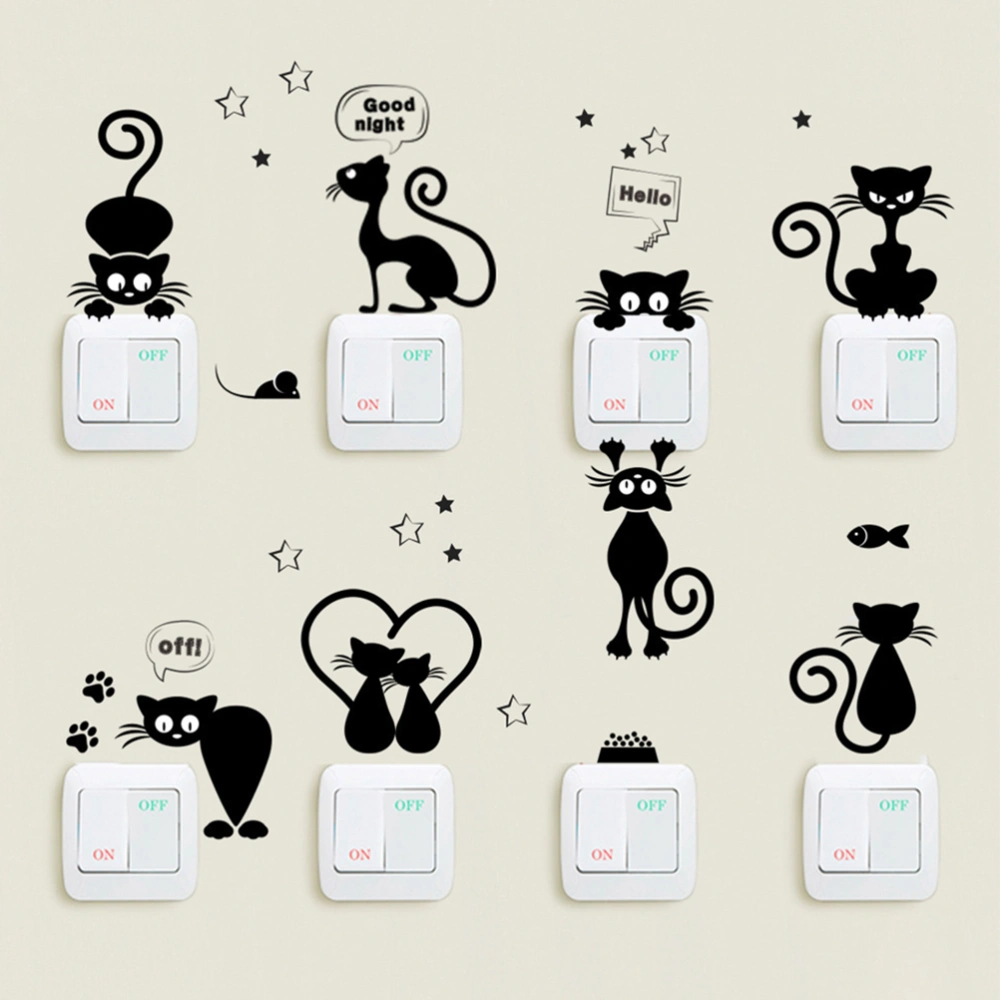 2 Sheets Funny Light Switch Stickers Cat Stickers Decals Stickers for Phone Case