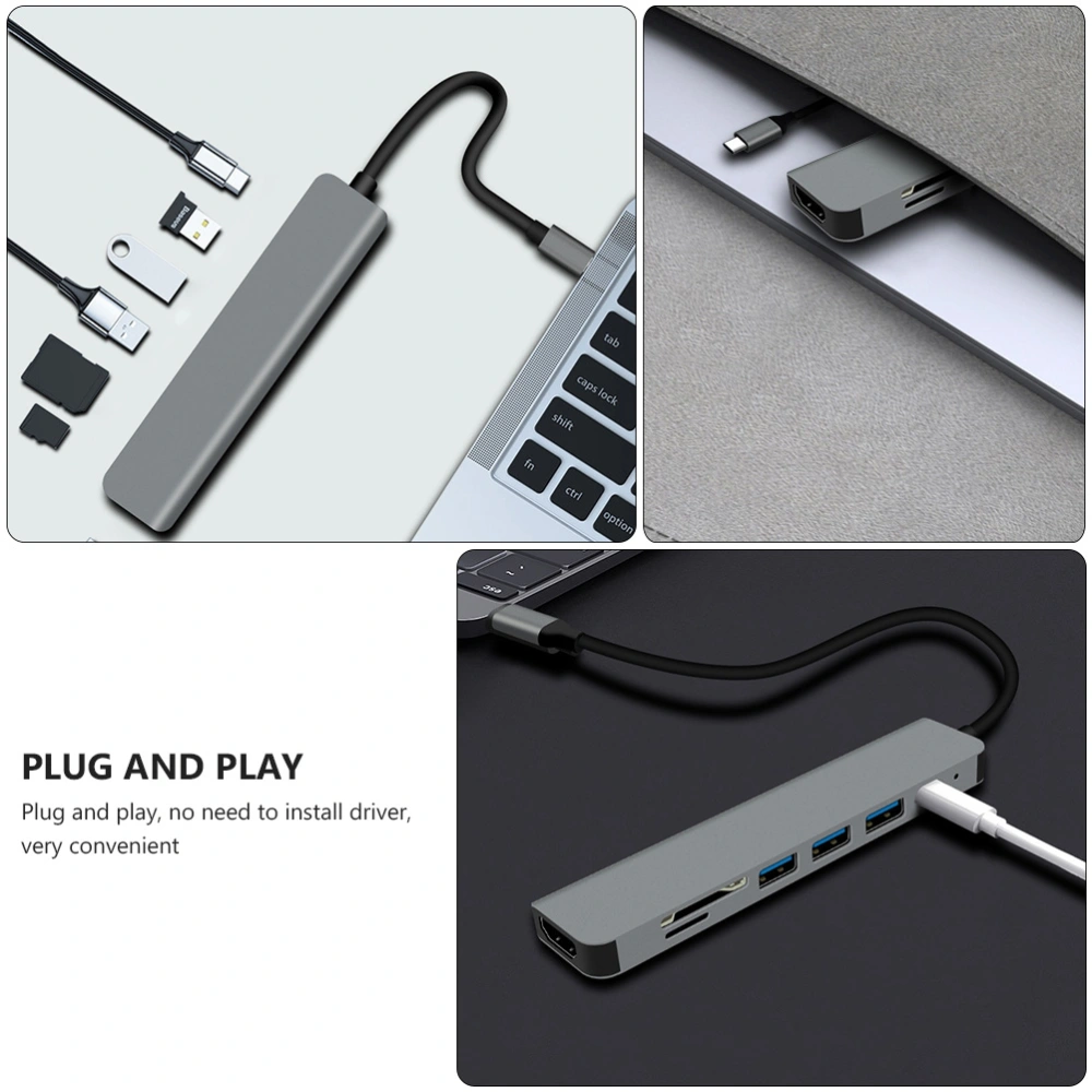 7 Ports USB Hub Slots Video Output Multifunction Data Hub for Laptop