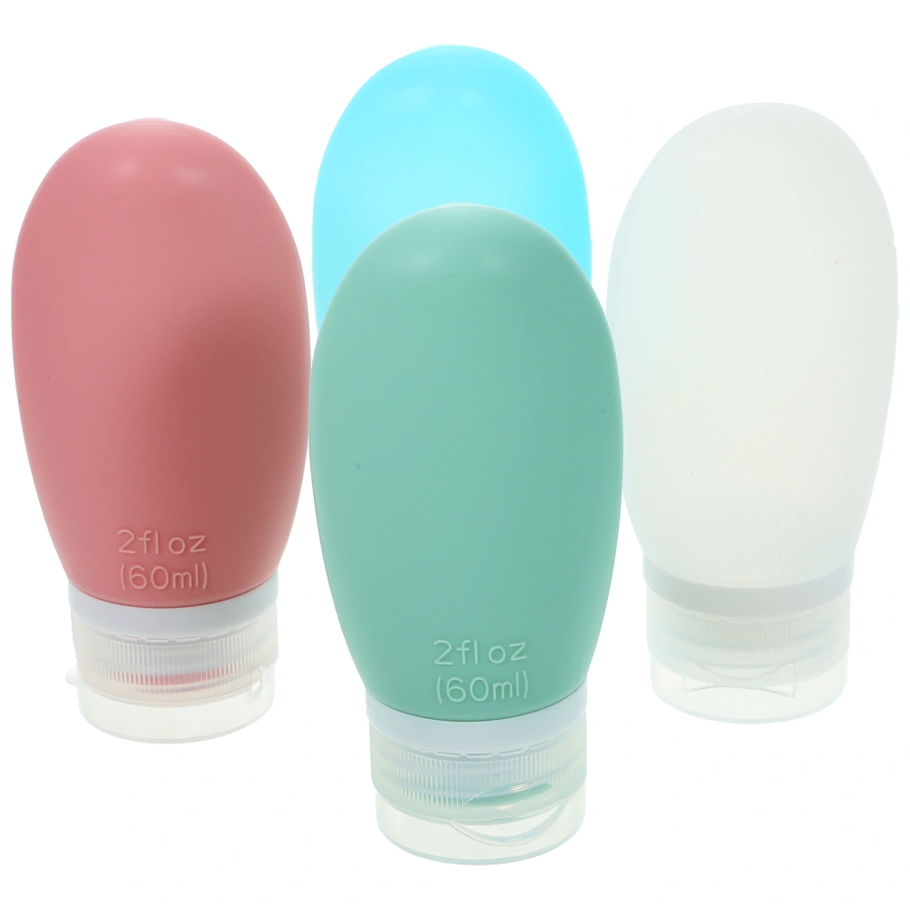 4Pcs Silicone Travel Bottle Leakproof Refillable Squeezable Toiletries Tubes Lotion Liquid Shampoo Containers