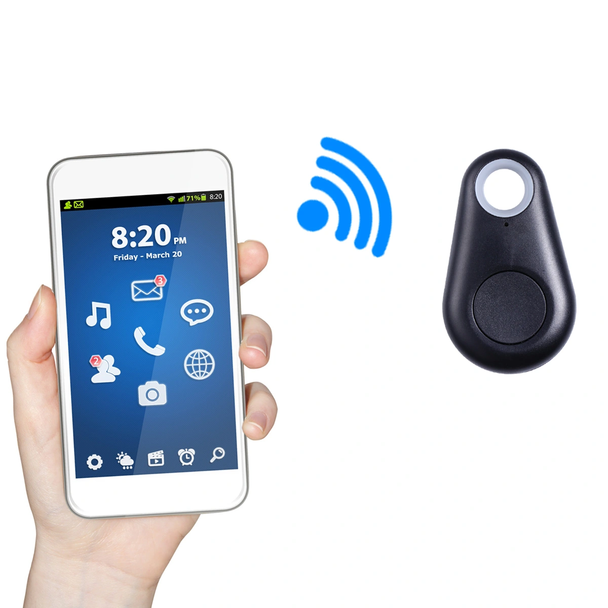Smart Finder Locator Pet Alarm Wireless  4.0 Anti-lost Sensor Remote Selfie Shutter Seeker Itag for Kids Bag Wallet Keys Car SmartPhone (Black)