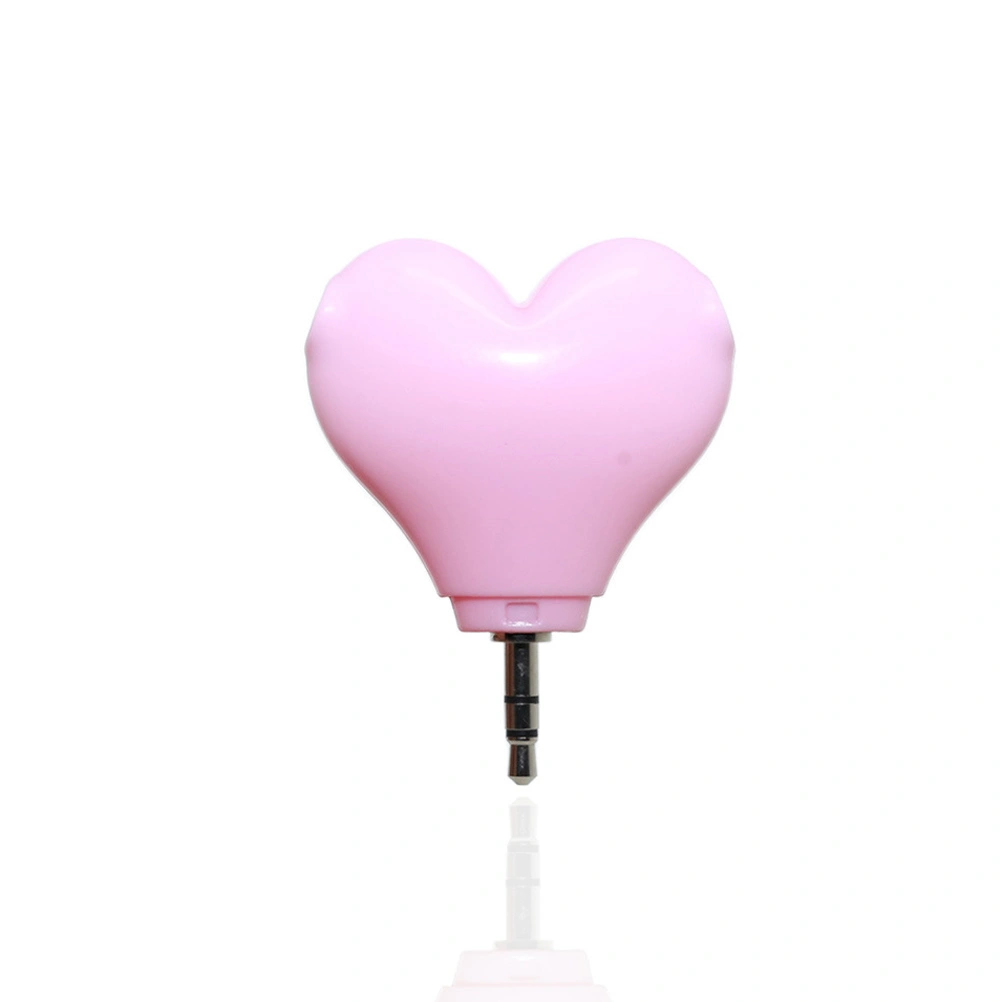 3.5mm Stereo Audio Headset Heart Shape Headphone Splitter Connector Adapter for And Smart Phone (Pink)