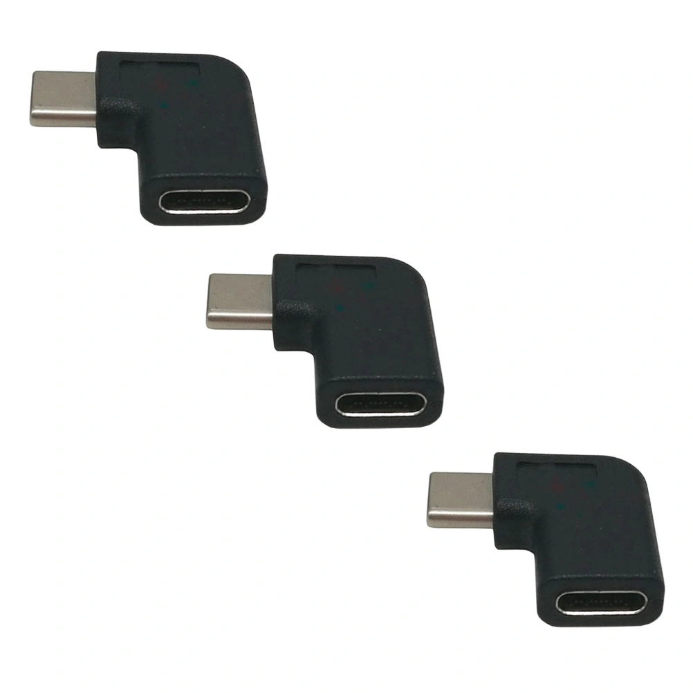 3 Pcs Type-C Adapter USB 3.1 USB C 90 Degree Angle Male to Female Convertor for Laptop Tablet Mobile Phone
