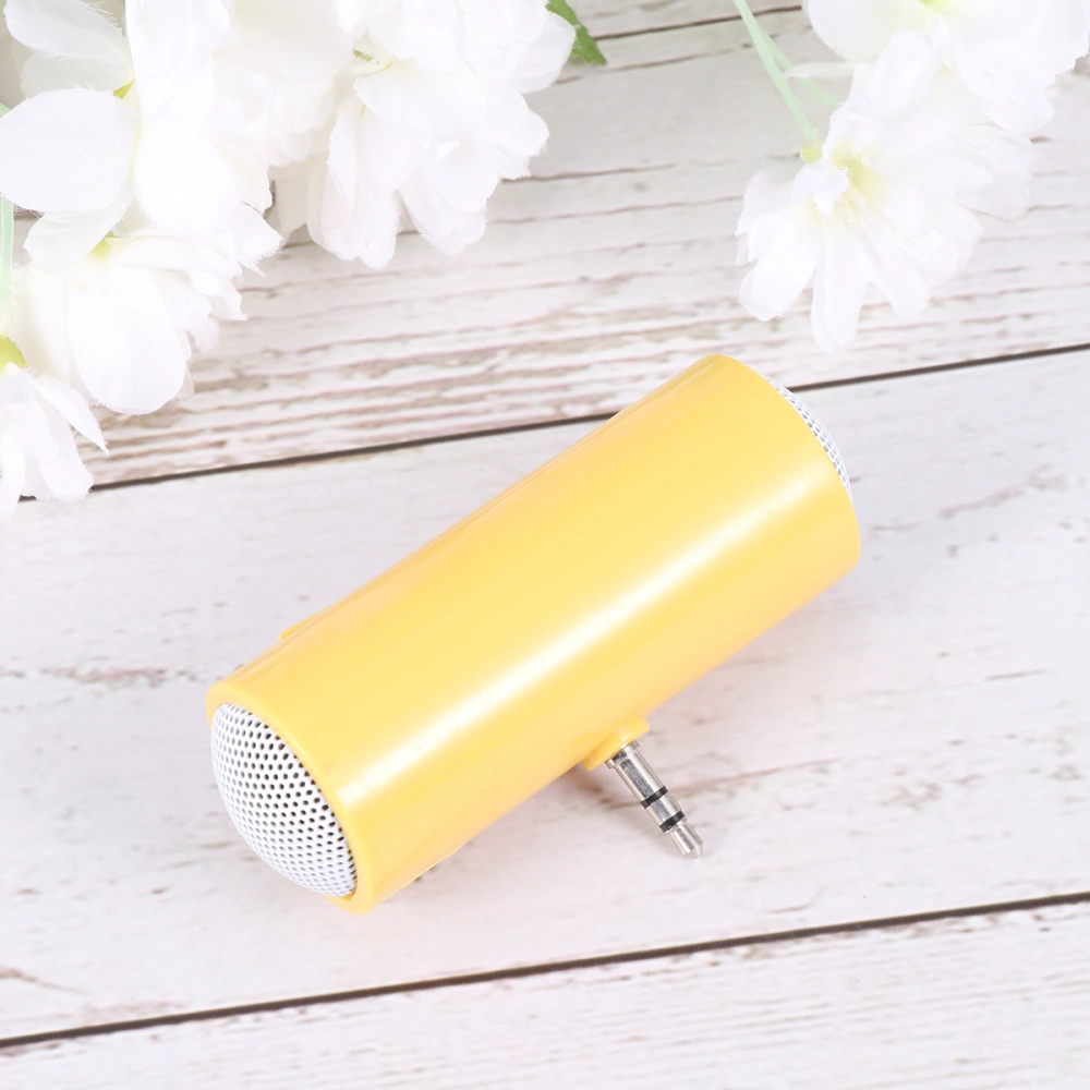 3.5mm Plug-in Audio Jack Mini Portable Stereo Speaker for Phone Tablet Without Battery (Yellow)