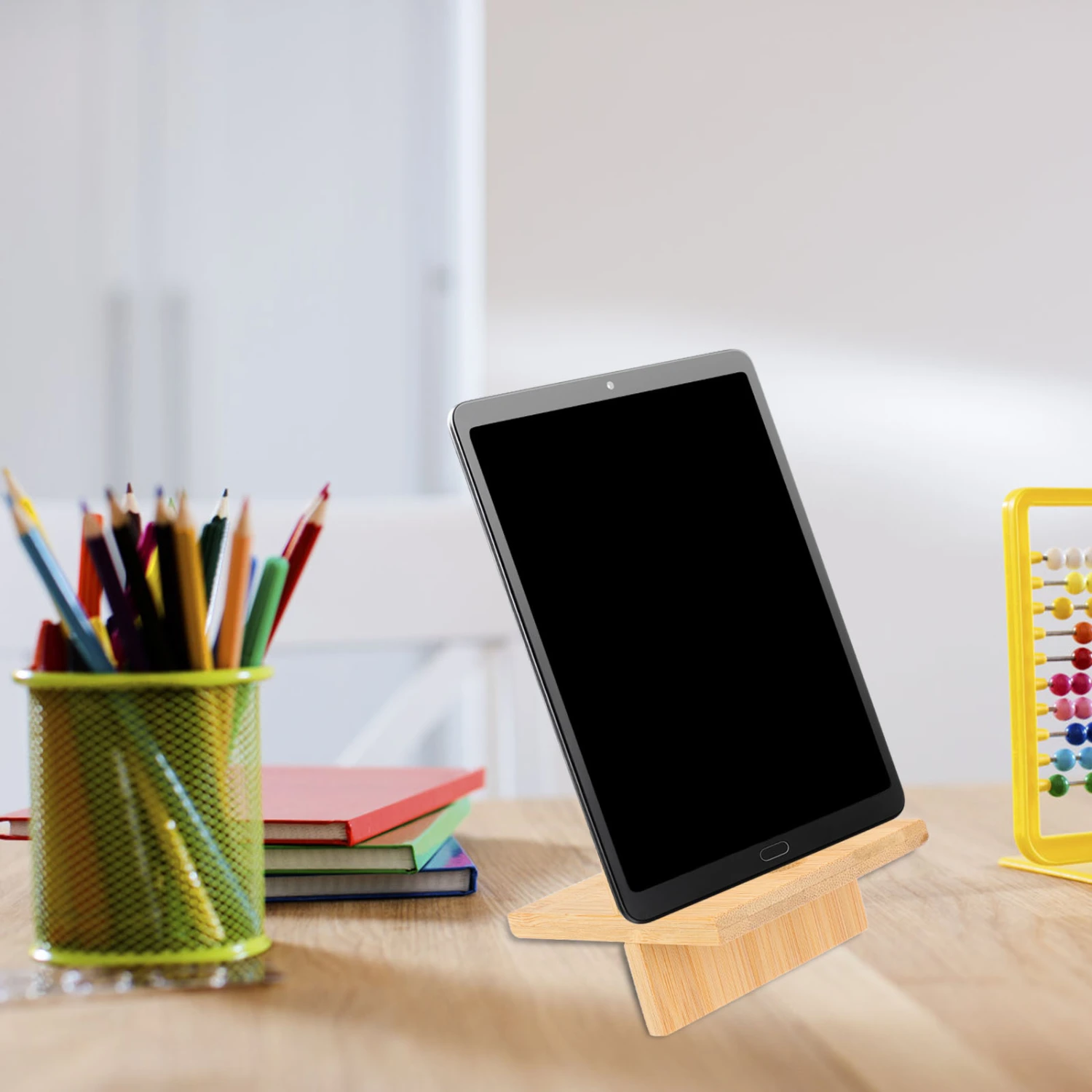 1pc Bamboo Cell Phone Stand Detachable Multi-function Charging Cell Phone Holder Tablet Holder (Khaki)