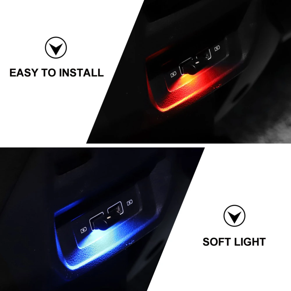 2Pcs USB Lights Car Interior Mini USB Atmosphere Lamps Decorative Car LED Lamps