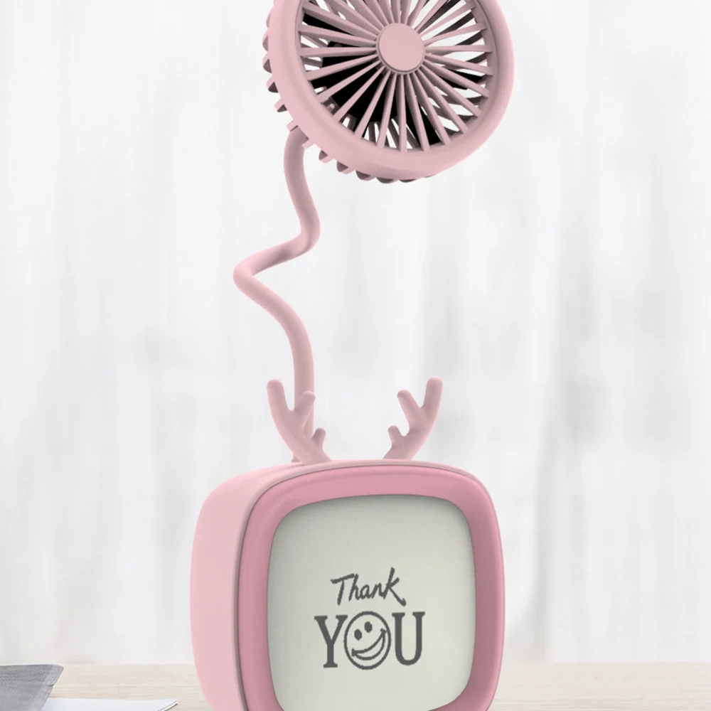 1Pc USB 2-in-1 Deer-ear Reading Lamp Fan Desk Lamp with Fan Table Lamp Fan Creative LED Fan Lamp 