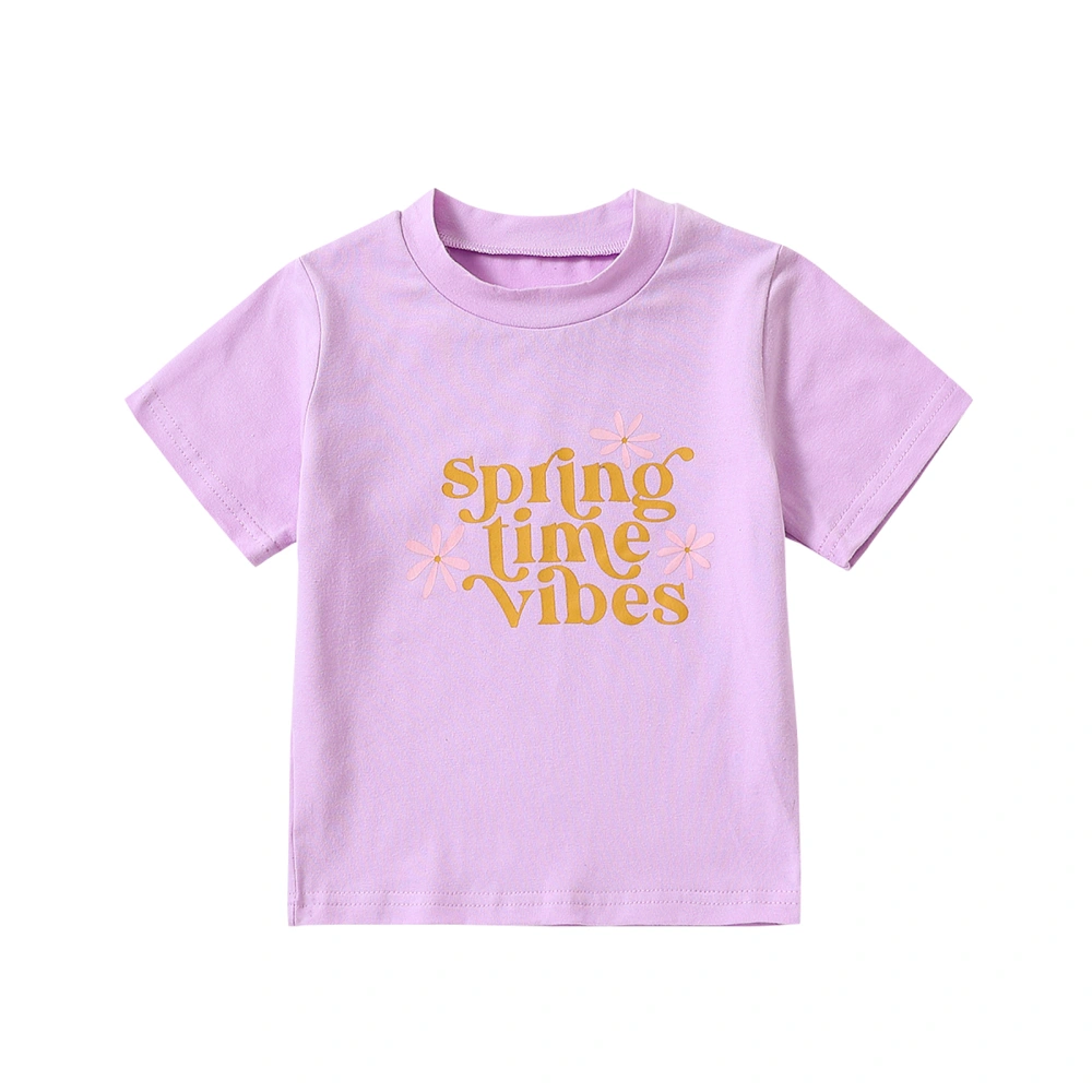 Toddler Kids Girls T-Shirts Letter Print Crew Neck Short Sleeve Shirts Summer Casual Fashion Tops