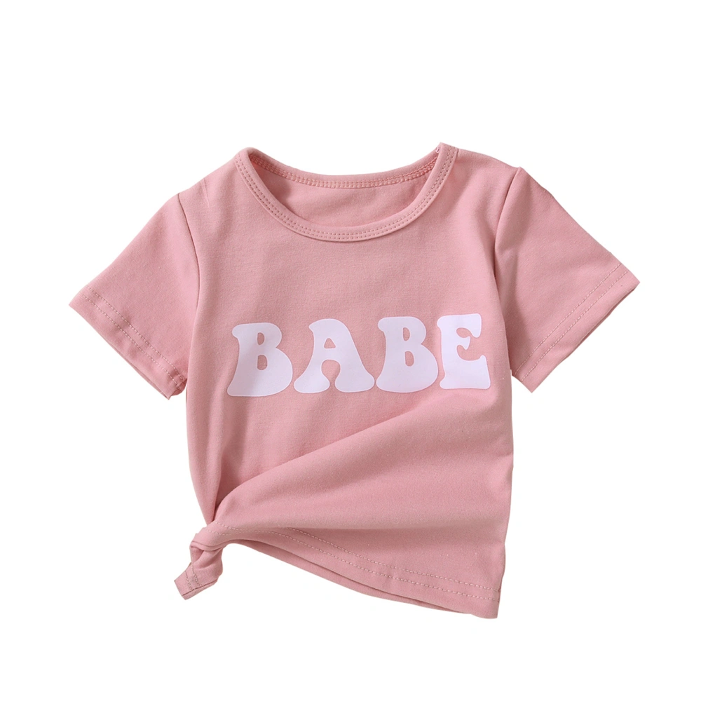 Toddler Kids Girls T-Shirts Letter Print Crew Neck Short Sleeve Shirts Summer Casual Fashion Tops