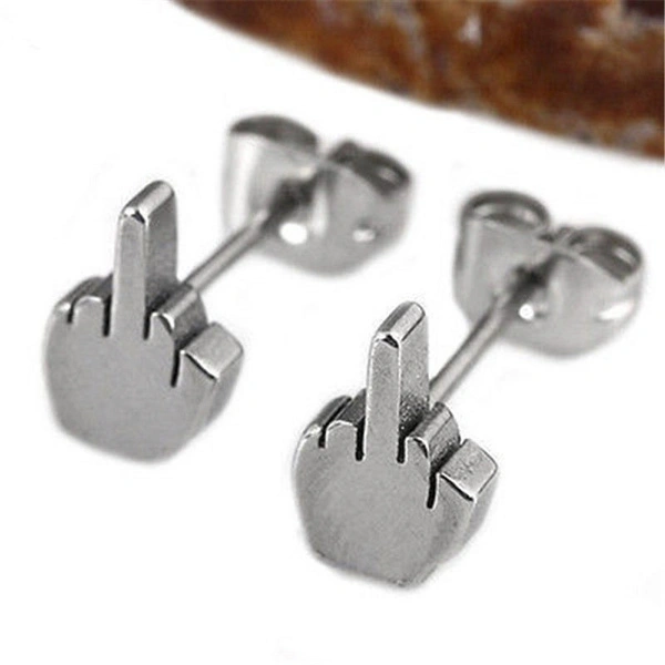 1pair New Design Unisex Black Stainless Steel Stud Earring Cool