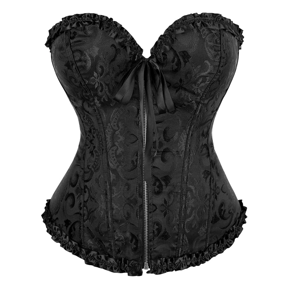 Fashion Sexy Women Corset Waist Cincher Corsets Zip Lace Up Brocade Shapewear Bustier Punk Corselet Cincher Bodysuits