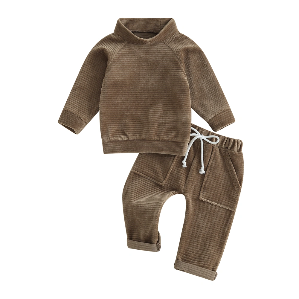 Toddler Baby 2 Piece Outfit Striped Plush Long Sleeve Sweatshirt and Elastic Pants Set for Infant Girls Boy Warm Clothes