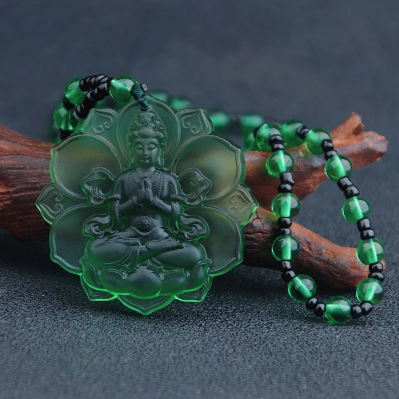 Gray Jade Green Tara Amulet Pendant