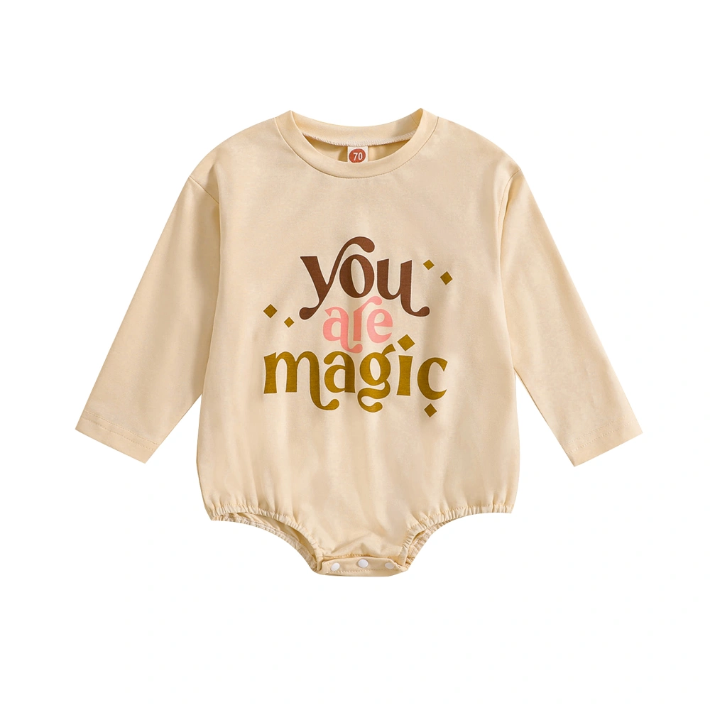 Baby Fall Romper Long Sleeve Round Neck Letter Print Loose Bodysuit Infant Autumn Outfit