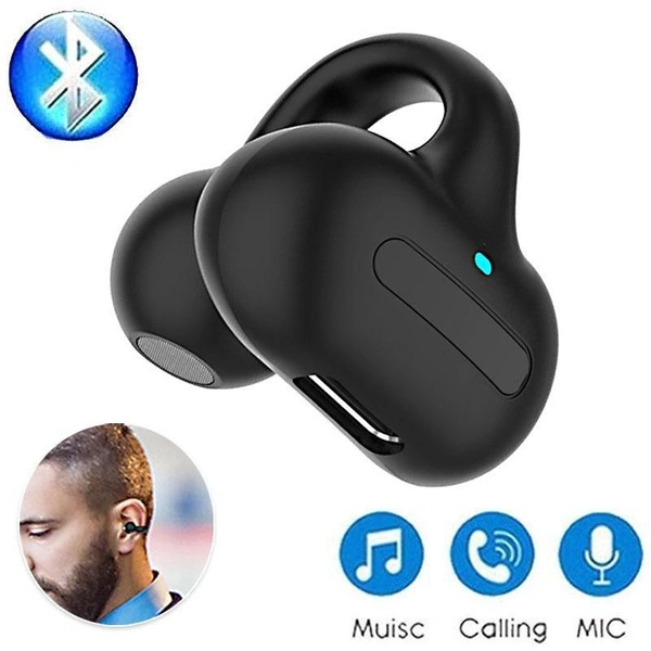 1PC Painless Wear Ear-clip Single Ear Earphone,TWS Bluetooth5.3 Noise Cancelling Touch Control Earphones with Microphone