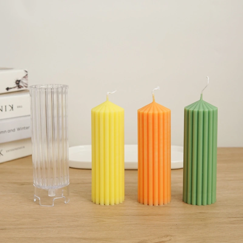 Vertical Striped Cylindrical Acrylic Computer Plastic Candle Mold